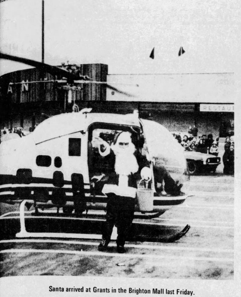 Brighton Mall - Dec 1 1971 Santa Comes In On Chopper (newer photo)